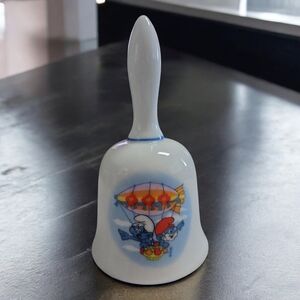 1982 VTG Porcelain Bell with Smurf Design By Wallace Berrie & Co.